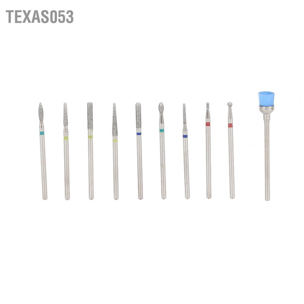 Hàng Sẵn Bộ 10 Đầu Khoan mài móng Hợp kim đánh bóng chuyên dụng Dụng cụ làm móng tay【Texas053】