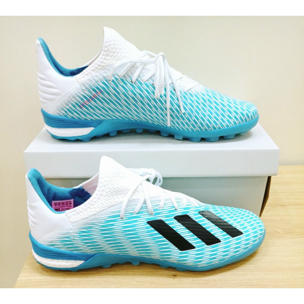 Giày Đá Banh Sân Cỏ Nhân Tạo Adidas X19.1 TF Trắng Hồng | Xanh Da vải siêu bền