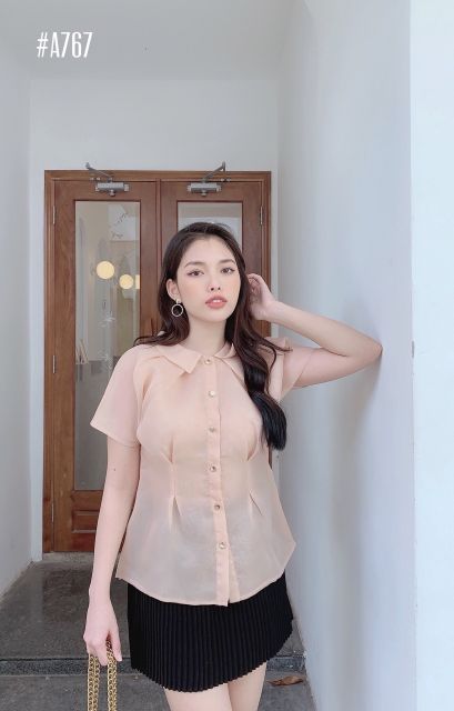 Áo sơ mi nữ vải bóng kính siêu hot