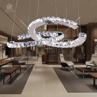 Đèn thả trang trí pha lê Ch.a.nel, 3 chế độ ánh sáng, có điều khiển, trang trí sang trọng hiện đại, bảo hành 2 năm