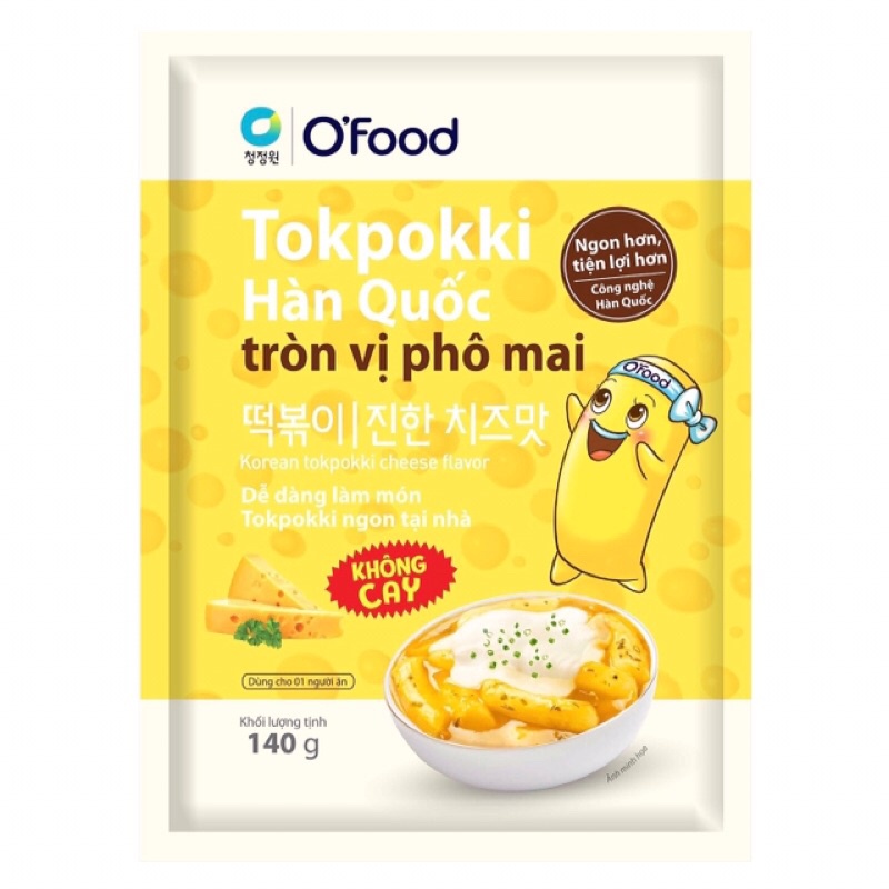 Bánh gạo Tokpokki Hàn Quốc O’Food vị truyền thống/phô mai gói 140g