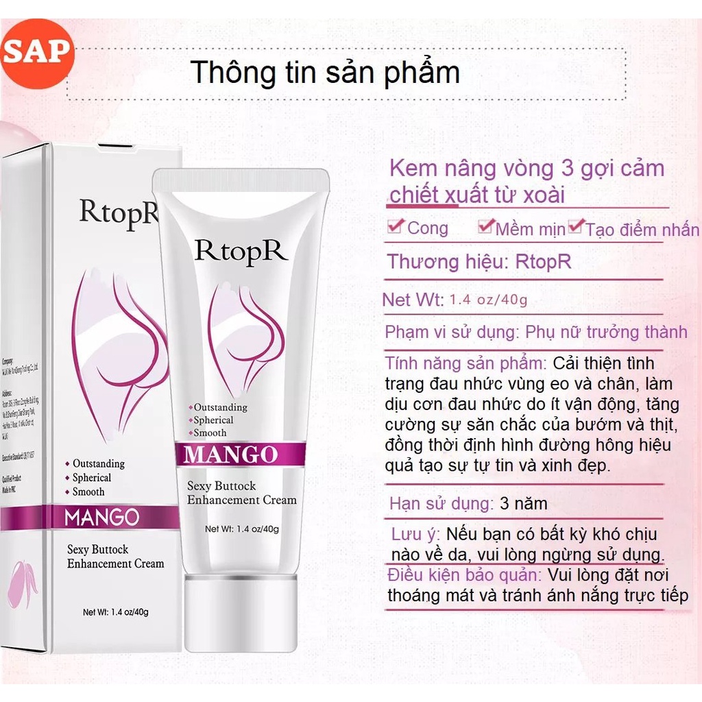 [Che Tên]Kem Tăng Mông Trắng Mông Giúp Vòng Trở Trở Lên Quả Táo Đẹp Quyến Rũ Mango Sexy Buttock Enhance ment Cream