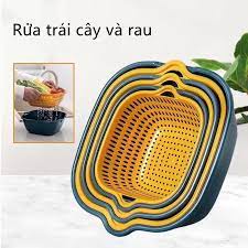Combo Rổ 6 Món, Rổ Nhựa Chậu Ráo Nước Hai Lớp Cao Cấp Tiện Lợi, Rổ Đựng Rau, Hoa Quả... Nhựa PP Siêu Cứng, Siêu Bền