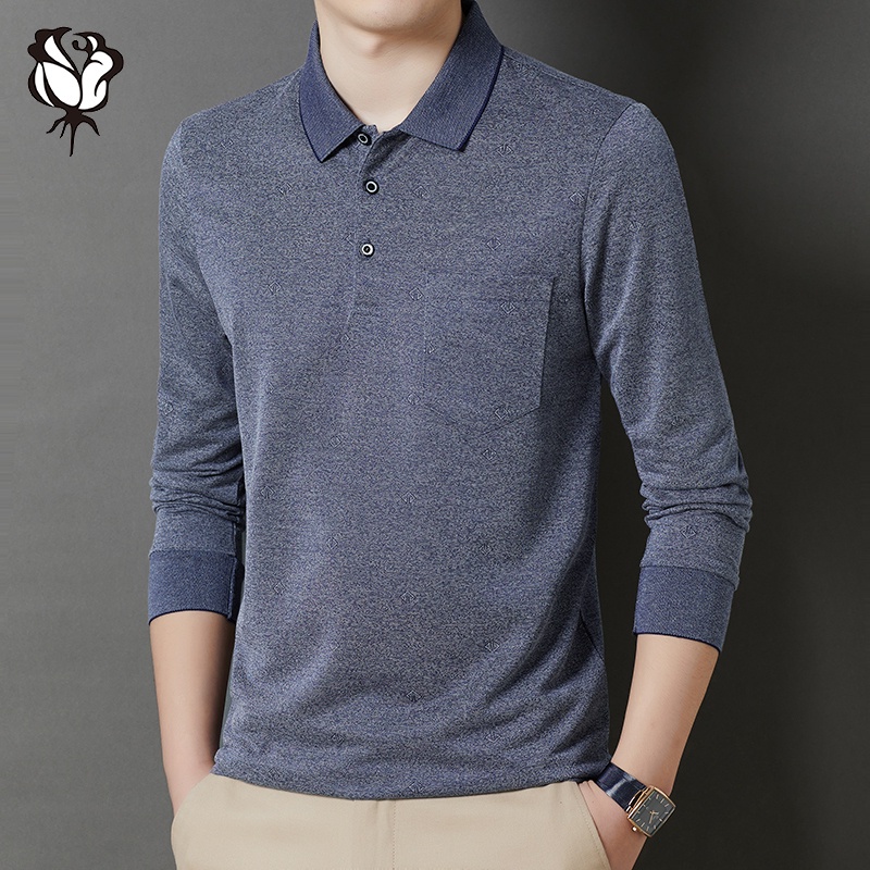 Áo thun polo tay dài màu trơn thời trang thu đông cho nam | BigBuy360 - bigbuy360.vn