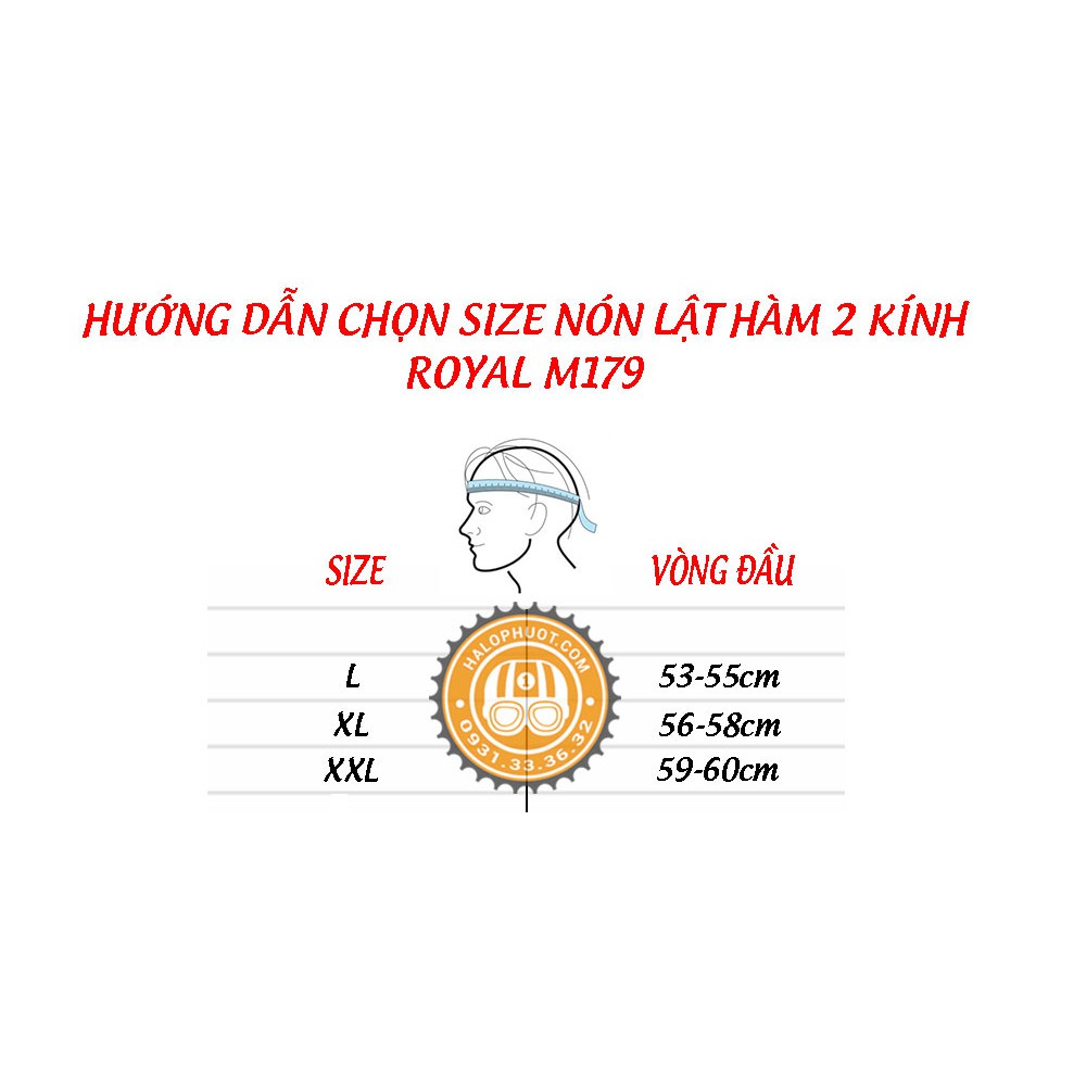 Nón bảo hiểm Fullface Lật hàm 2 kính Royal M179