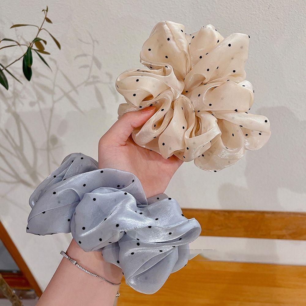 Dây Cột Tóc Vải Voan Cỡ Lớn Họa Tiết Chấm Bi Xinh Xắn MIHAN1 Cho Nữ Giá Đỡ
