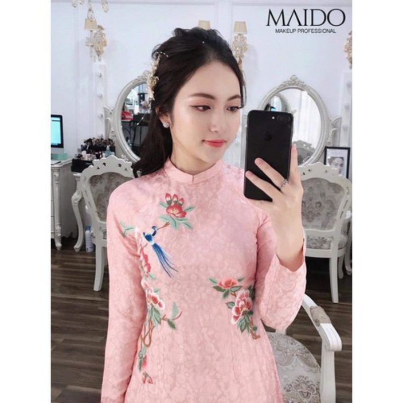 Áo dài gấm hồng