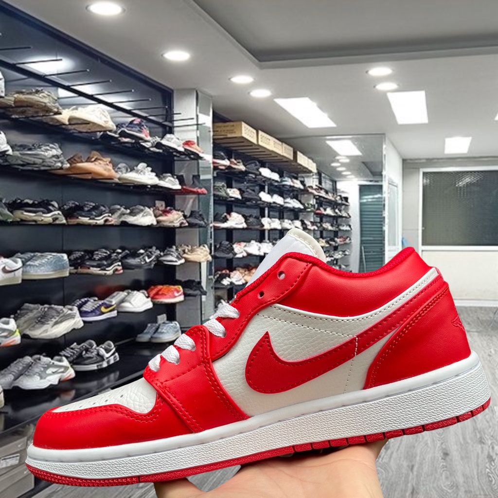 Giày thể thao Sneaker nam nữ Jordan 1 Low trắng đỏ cực hot, JD 1 Cổ Thấp Full BOX+BILL