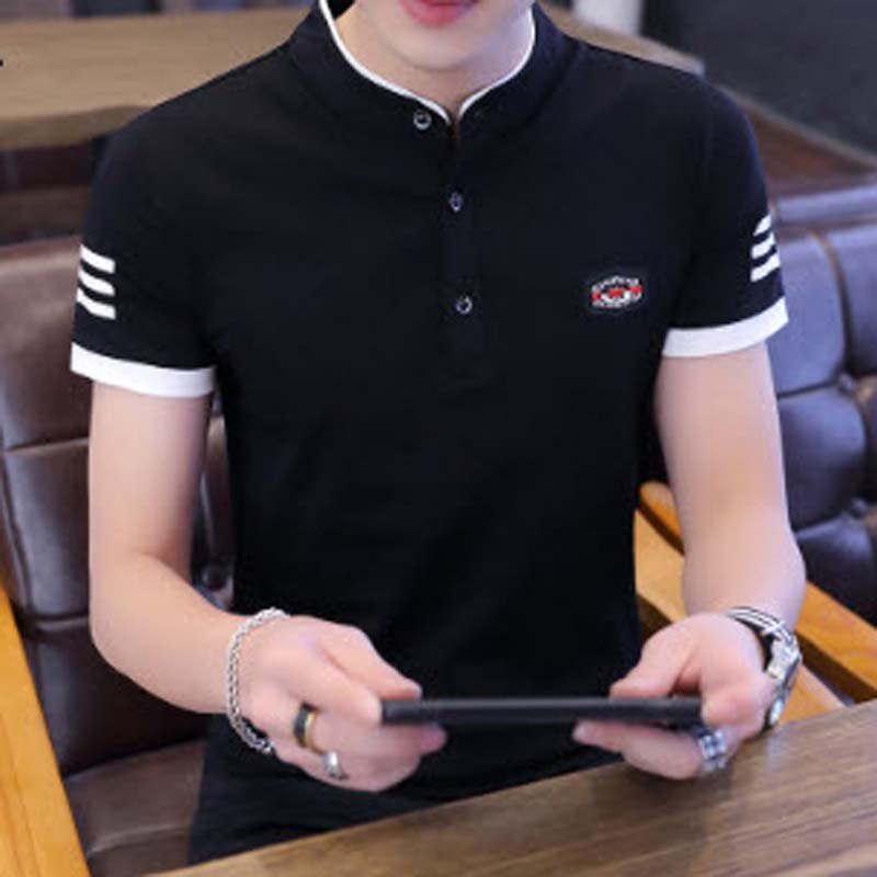 Áo thun nam cổ trụ THÊU vải cotton thấm mồ hôi thời trang nam cực đẹp sang trọng, áo thun nam cao cấp mẫu mới 2022