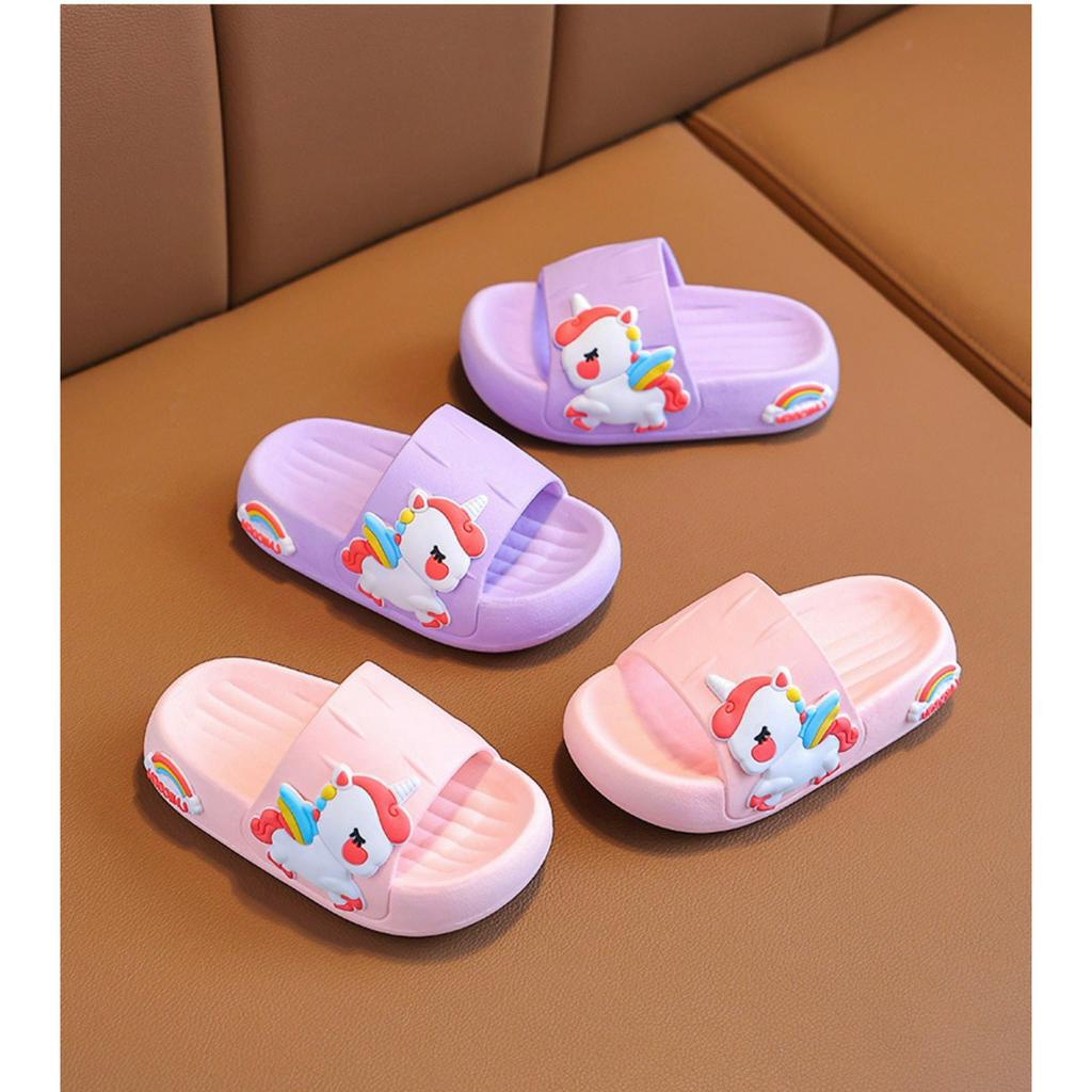 Ảnh thật Dép Bánh Mì Đế 3Cm Hình Ngựa Uniorn Hoạt Hình Đáng Yêu Cho Bé Gái 2-6 Tuổi K021
