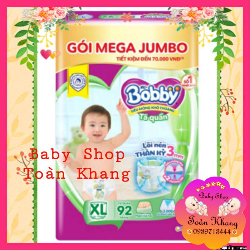 TÃ QUẦN BOBBY GÓI MEGA JUMBO SIZE XL92 MIẾNG