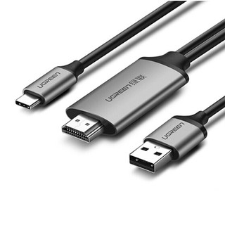 1.5m màu xám cáp chuyển đổi type c sang hdmi dương + hỗ trợ cổng usb cấp nguồn cm183 ugreen 50544