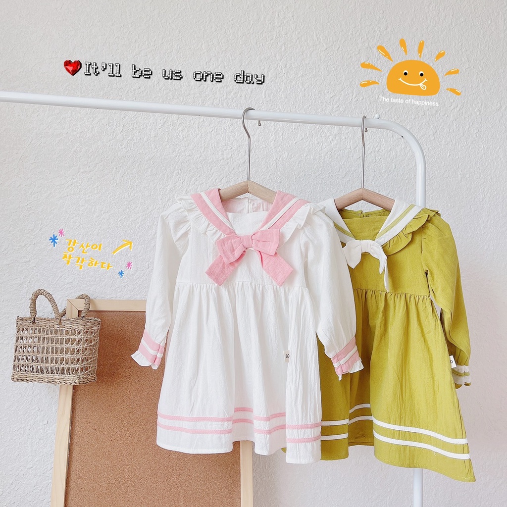 Váy thu dài tay dáng THỦY THỦ chất thô caro mỏng vừa cho bé 1-5 tuổi (Mã V300502)
