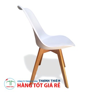 Ghế cafe | ghế EAMES chân gỗ (có lót nệm) GCP-033 màu trắng