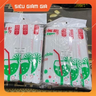 Túi 210 ống hút dáng cong màu trắng tiện dụng cho gia đình