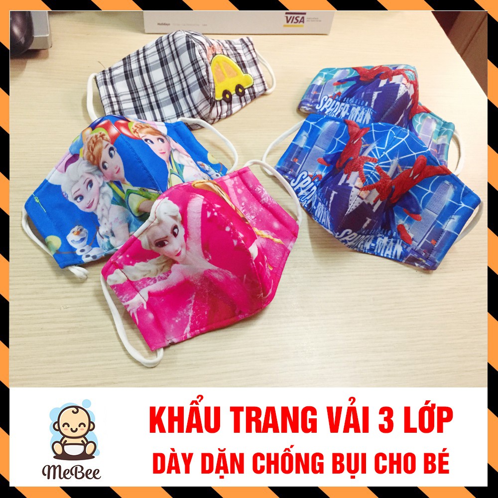 Khẩu trang vải 3 lớp dày dặn cho bé 1-5 tuổi