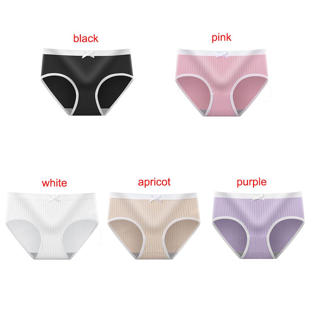 Quần lót cotton lưng vừa màu trơn đính nơ thời trang cho nữ