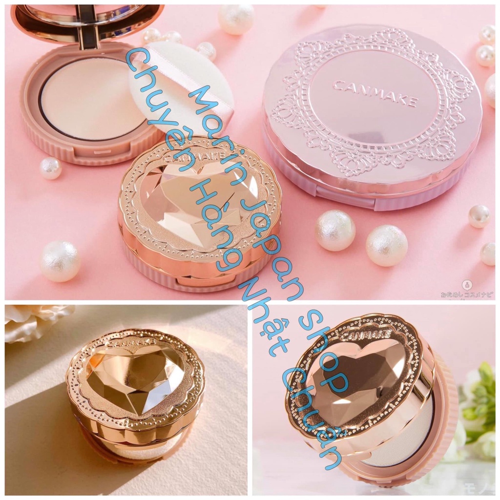 Phấn phủ nén mịn trang điểm Canmake Secret Beauty Powder Nhật Bản phiên bản trái tim cute