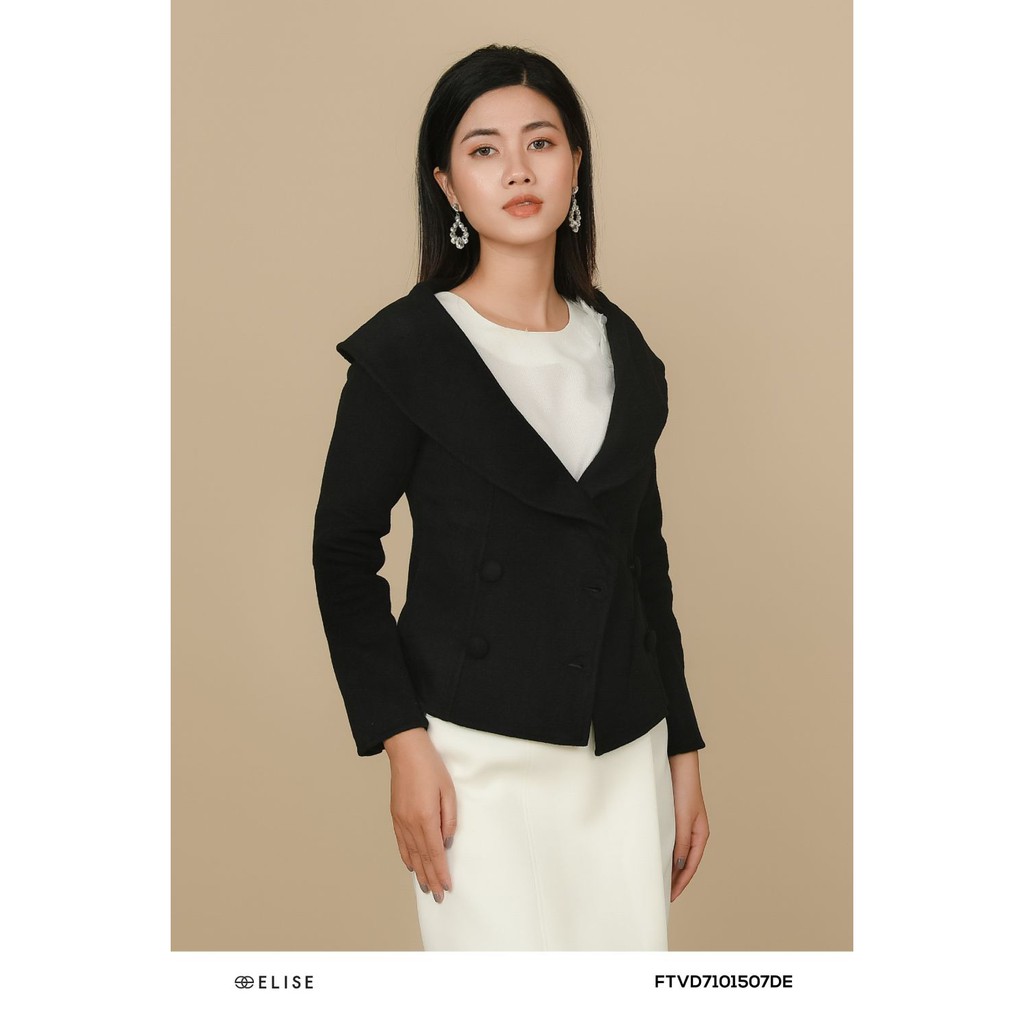 [Mã FAMALLT5 giảm 15% đơn 150k] Áo đen lông cừu cổ sam thiết kế Elise | BigBuy360 - bigbuy360.vn