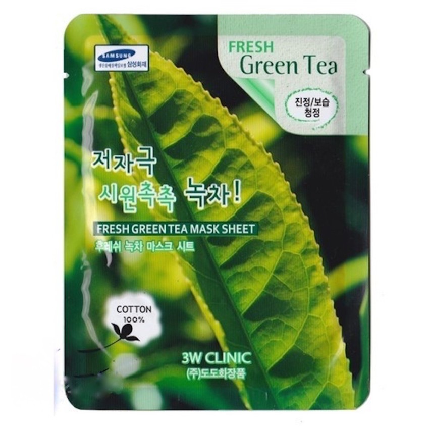 Bộ 10 gói mặt nạ chiết xuất trà xanh 3W Clinic Fresh Green Tea Mask Sheet 23ml x 10