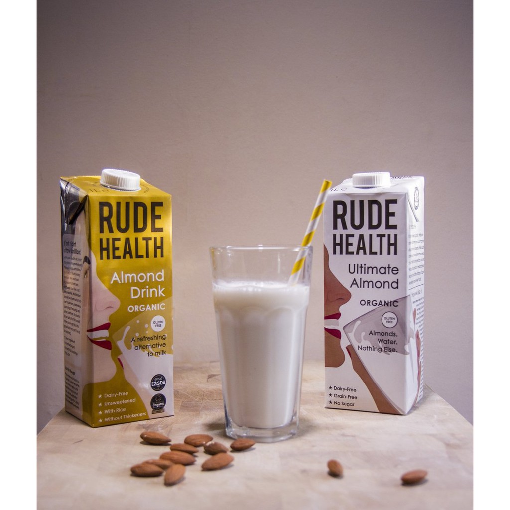 Sữa Hạt Hạnh Nhân Hữu Cơ &amp; Không Gluten Cao Cấp Rude Health - ORGANIC &amp; GLUTEN FREE Ultimate Almond Drink - Hộp 1L
