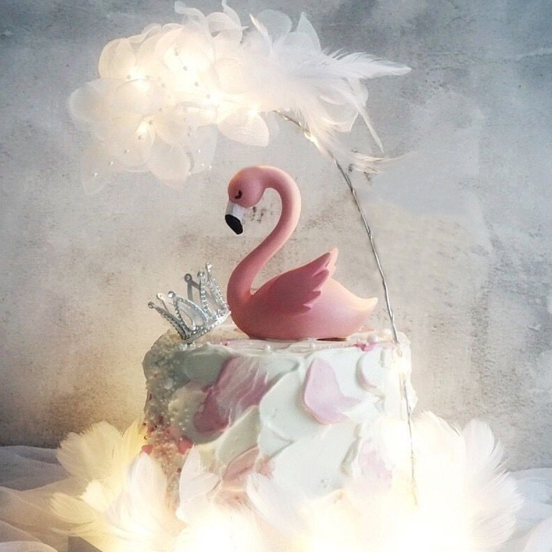 Phụ Kiện Trang Trí Bánh Kem Sinh Nhật Kiểu Lông Vũ Nhiều Màu Sắc Dễ Thương