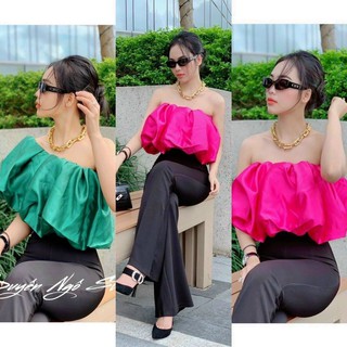 Áo Croptop Trễ Vai Tay Phồng Bồng Bềnh Cực Sang Mặc Được Nhiều Kiểu Hồng Nude Vàng Đỏ DRACR104
