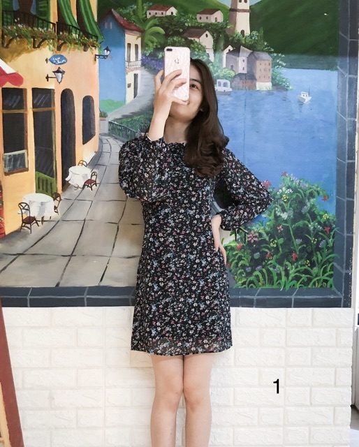[Mã FAGREEN1505 giảm 10% tối đa 30K đơn 99K] Đầm - váy hoa nhí cổ vuông xếp ly ngực ( váy dài tay mặc 2 kiểu) | BigBuy360 - bigbuy360.vn