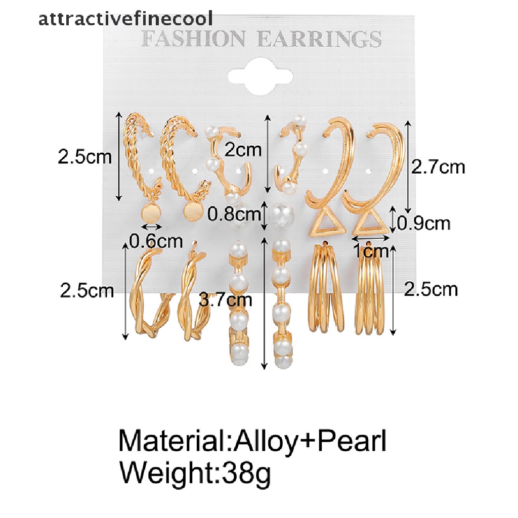 1 Set Khuyên Tai Kim Loại Đính Hạt Giả Ngọc Trai Nhiều Màu Sắc