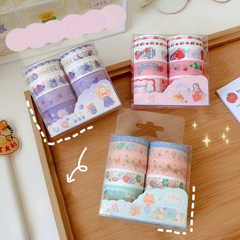 Combo 10 Cuộn Washi Tape Cartoon Hoạt Hình Chủ Đề Đáng Yêu