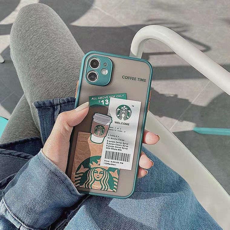 Ốp Điện Thoại Acrylic Nhám Chống Rơi Họa Tiết Starbucks Chất Lượng Cao Cho Iphone12 Iphone13 Pro