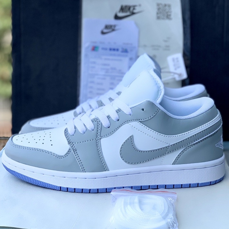 Giày jordan xám đế xanh, Jordan 1 cổ thấp màu xám đế xanh nam nữ, Giày JD air xám xanh bản đẹp dễ phối đồ