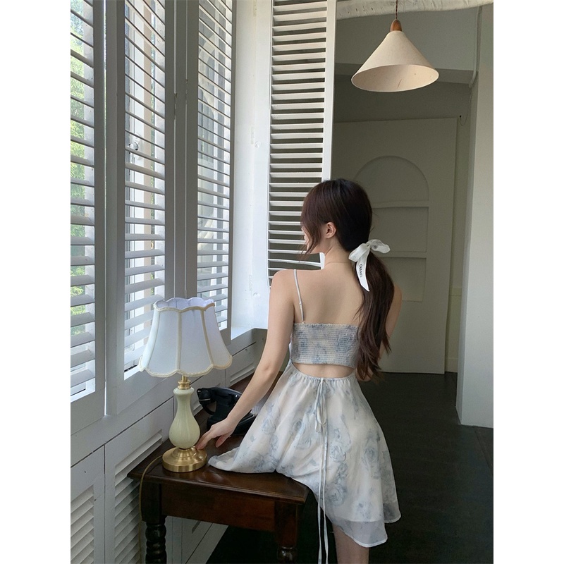 Bộ trang phục áo khoác mỏng chống nắng phối đầm hai dây dáng chữ A vải voan thời trang cho nữ (có bán lẻ)