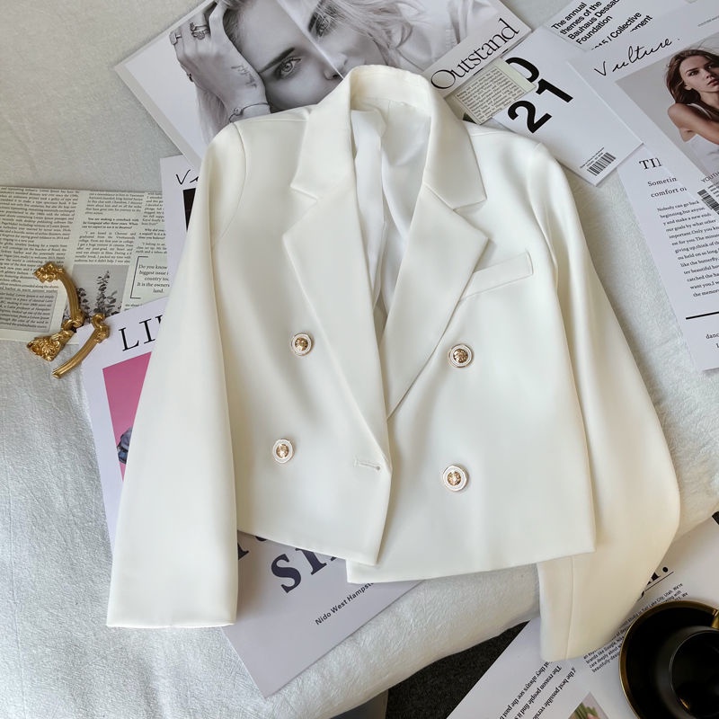 Áo Khoác Blazer Dáng Ngắn Màu Trắng Thời Trang Cao Cấp Cho Nữ