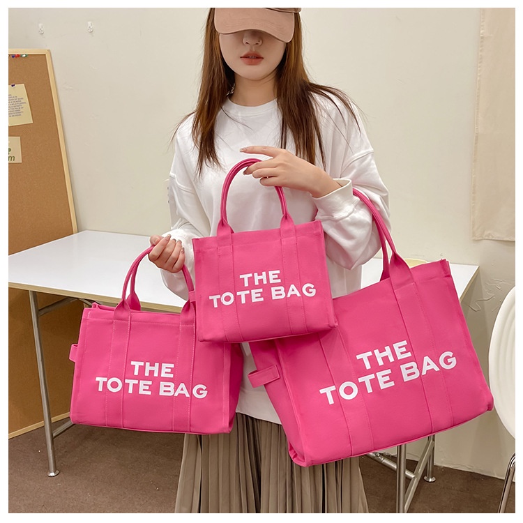 Túi Xách Canvas Màu Sắc Đơn Giản In Chữ Thời Trang Cho Nữ