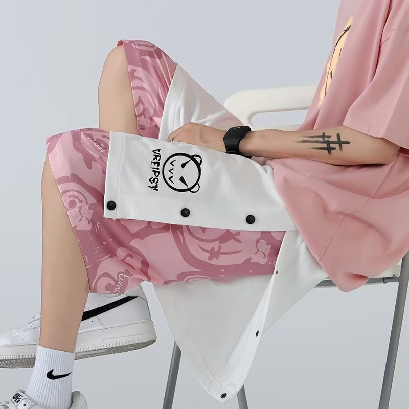 Quần ngắn ống rộng In Họa Tiết Hoạt Hình Phong Cách hip hop Nhật Bản Thời Trang Cho Nam Cỡ M-3XL