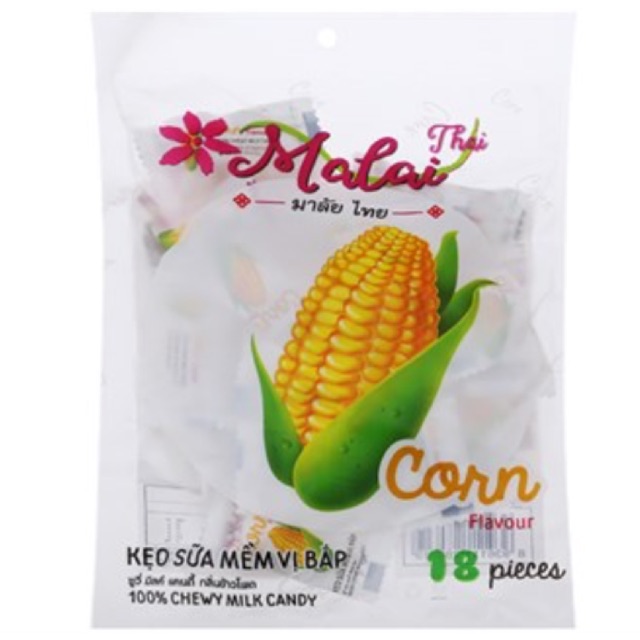 Kẹo sữa mềm vị bắp/ khoai môn/ vải thiều/ dâu Malai Thai 67g