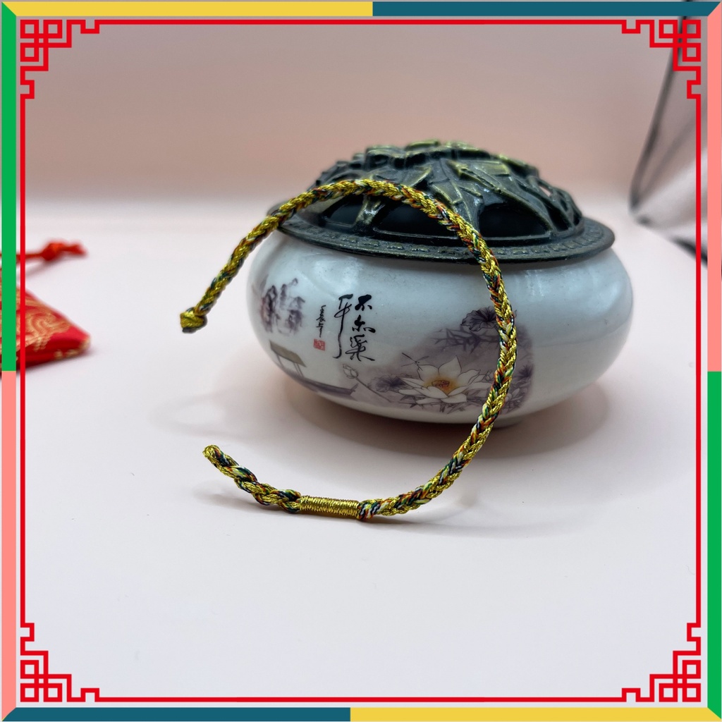 Vòng tay may mắn chỉ ngũ sắc phối chỉ vàng mang lại tài lộc kích thước 15cm/16cm/17/18cm