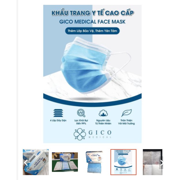 Khẩu Trang Y Tế 4 Lớp .Hộp 50 Cái