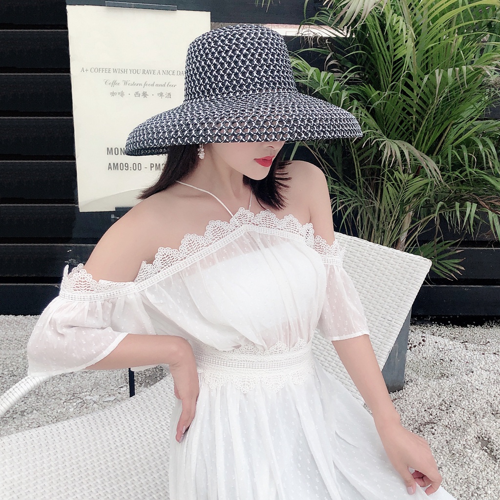 Nón chuông lưới thời trang sang chảnh vành rộng 10Cm 2 màu