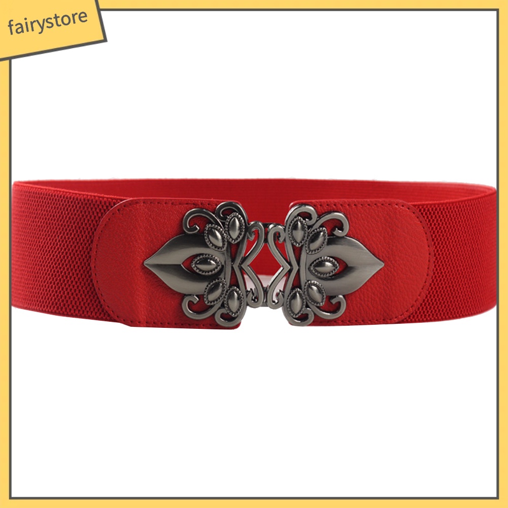Dây thắt lưng da giả khóa cài kim loại thiết kế hoa phong cách vintage thời trang dành cho nữ