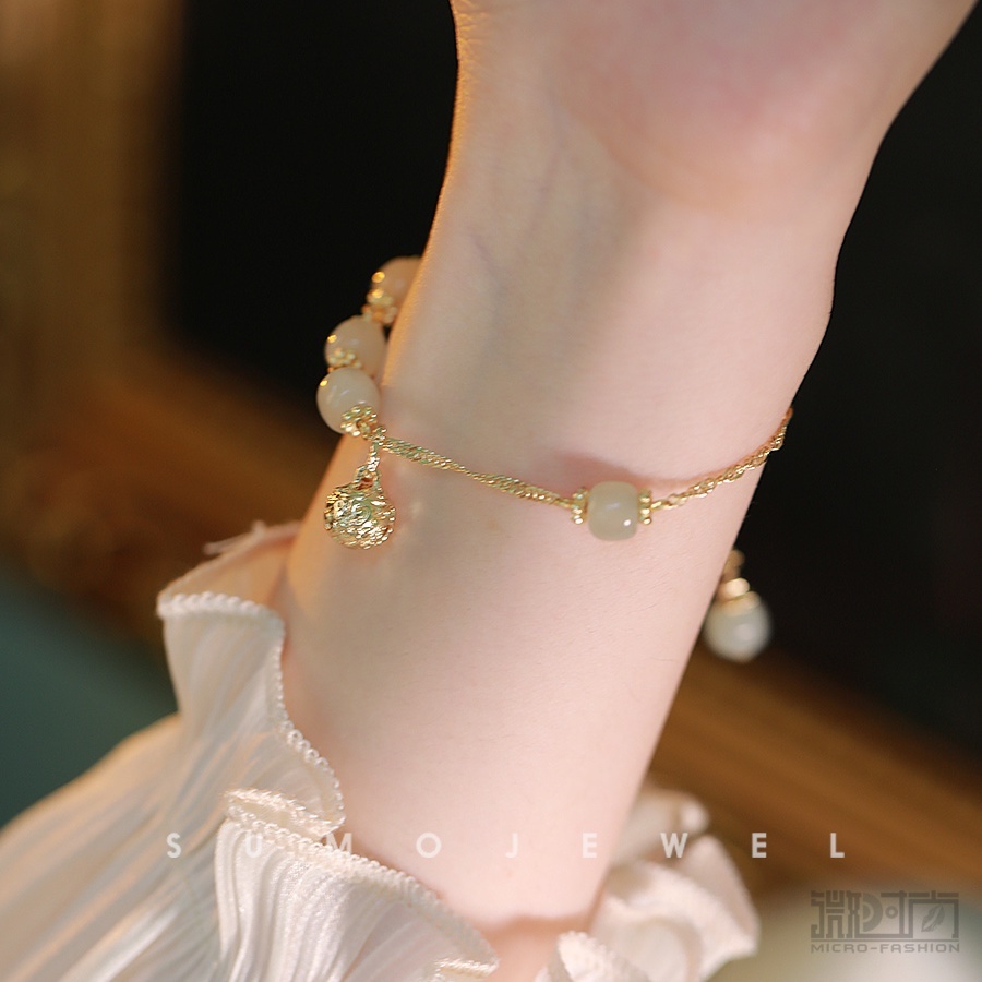 ✨Thời Trang Micro✨Vòng Tay Ngọc Bích Phong Cách Retro Cá Tính Chất Lượng Cao