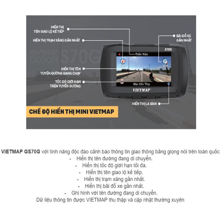 Camera hành trình Vietmap Papago S70G (Kèm Thẻ Nhớ 64Gb + Lắp Đặt) | BigBuy360 - bigbuy360.vn