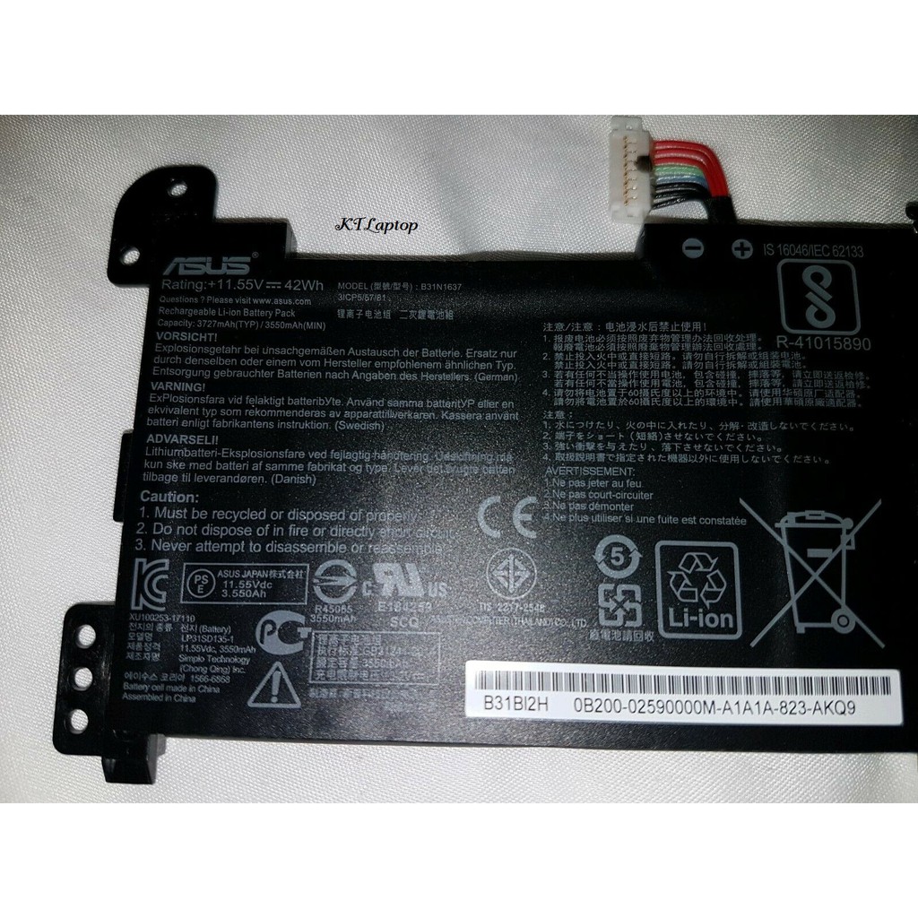 Pin Laptop Asus X510U B31N1637 C31N1637 Zin Chính Hãng