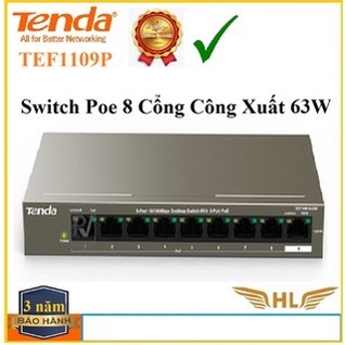 Thiết Bị Switch Chia Mạng Cấp Nguồn PoE Tenda TEF1109P-8-63W Hàng Chính Hãng