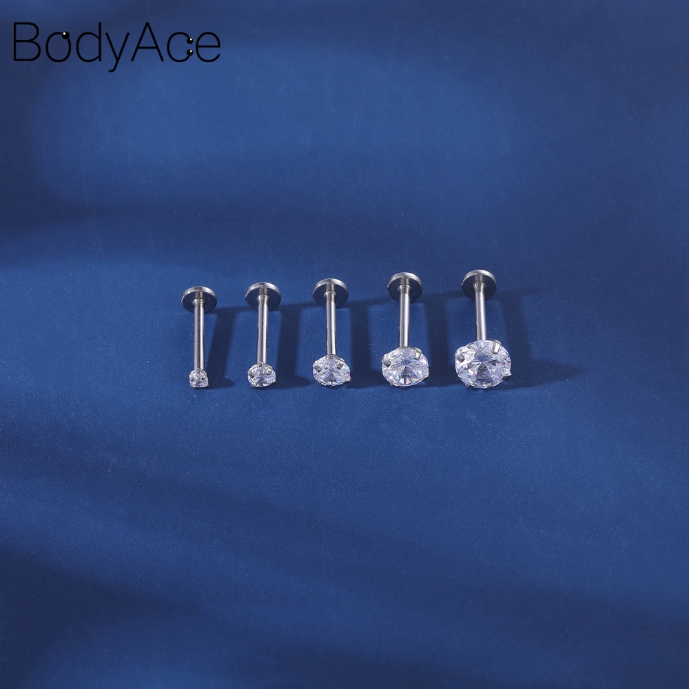 1 Bộ Khuyên Xỏ Cơ Thể Bằng Thép Không Gỉ Đính Pha Lê Thời Trang