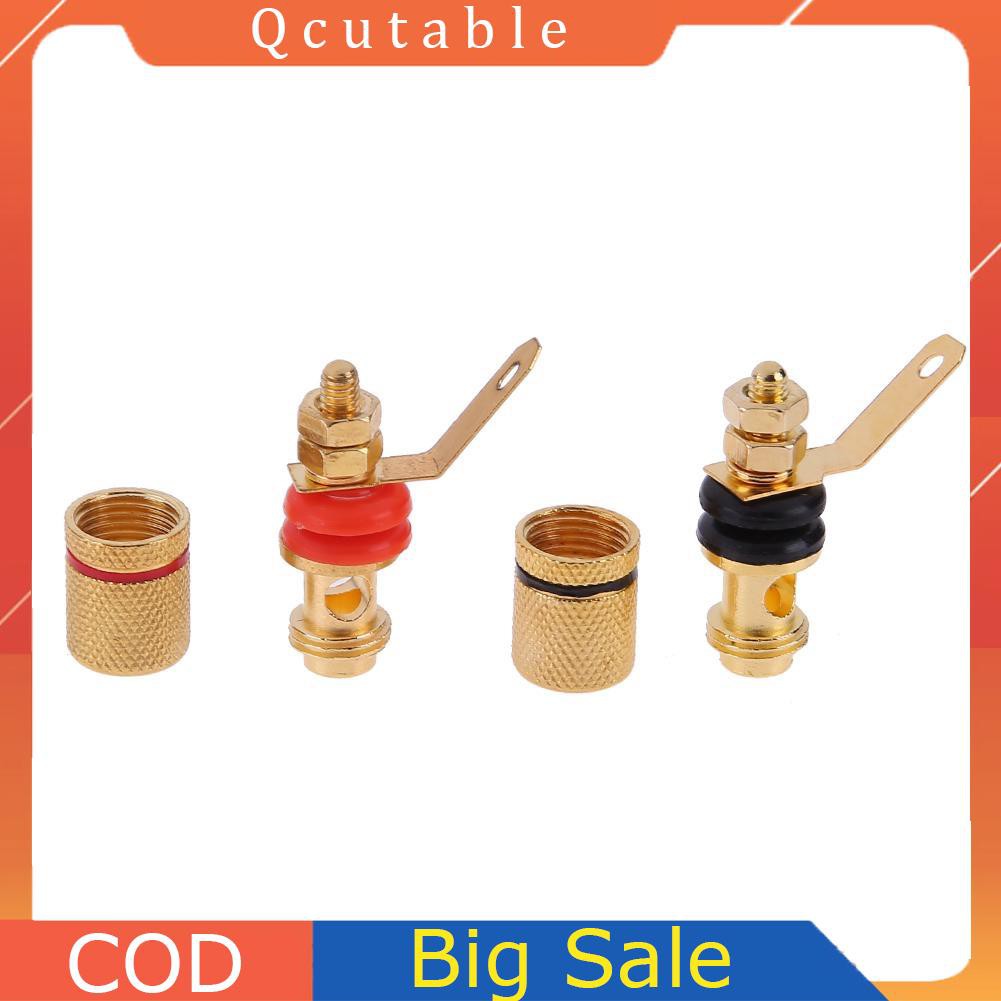 Set 2 đầu nối dây loa mạ vàng 4mm dành cho cổng cắm