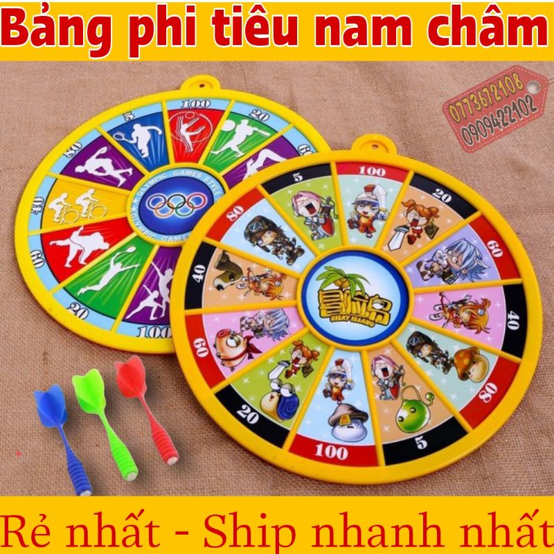 Bảng phi tiêu nam châm size 30cm kèm 3 tiêu Huy Toy Kids