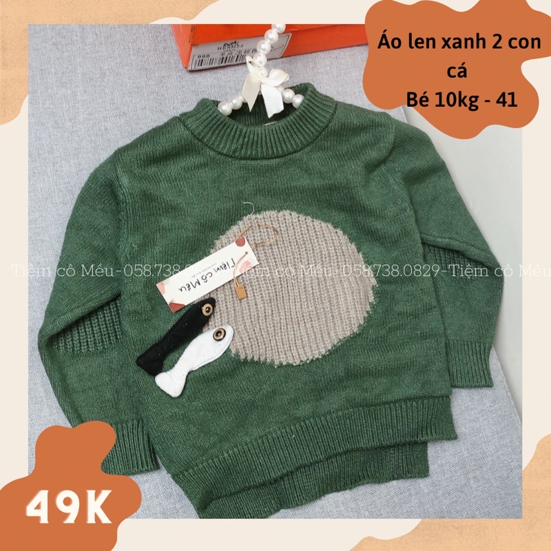 Áo len bé trai mà xanh hoạ tiết con cá- 41