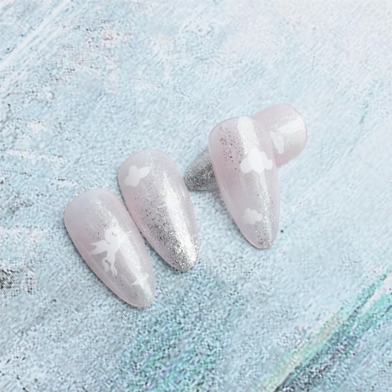 1 Tấm Đề Can Dán Móng Tay 3D Hình Mặt Trăng/Trái Tim Siêu Mỏng Tự Dính